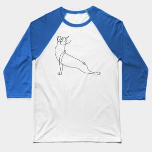 One Line Boston Terrier Upward Facing Dog Baseball T-Shirt